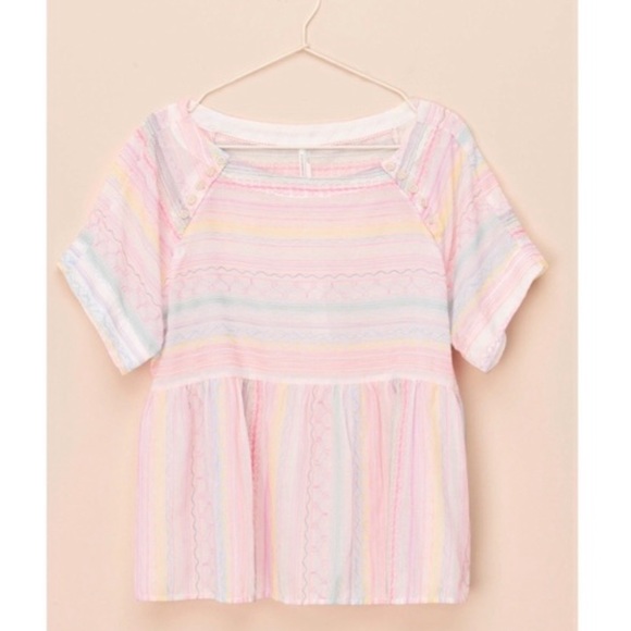 Anthropologie Letty Embroidered colorful stitching Babydoll Top blouse - Picture 1 of 16